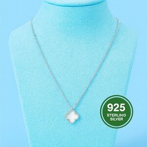 925 Sterling Silver Mother Of Pearl Clover Necklace